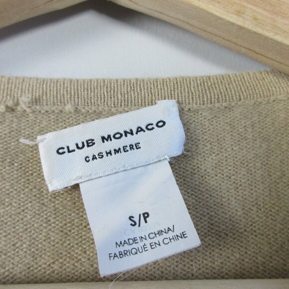 Club Monaco 100% Cashmere Long Sleeve Cardigan Womens S Beige Stretch Button 148 - Picture 3 of 9
